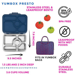 Yumbox stainless steel leak-proof bento lunch box in santa fe blue