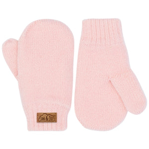 Kids Knit Mittens, Jan & Jul brand, shown in light pink solid color