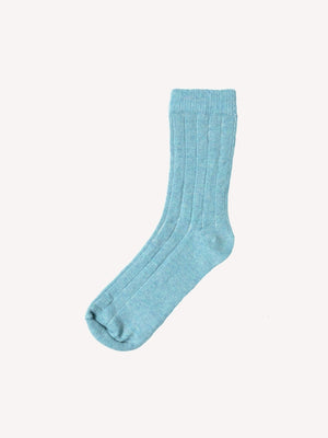 marino wool nature ribbed socks in atoll light blue