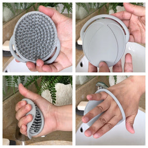 haakaa silicone shampoo and scalp brush in grey