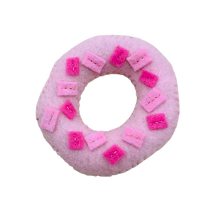 pink, white, and chocolate felt donuts with sprinkles are made in the USA