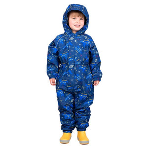 Cozy dry fleece lined waterproof play suit in constellation print