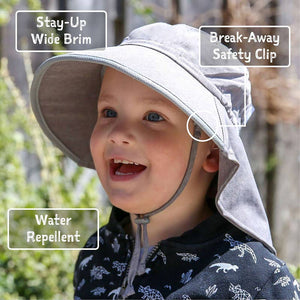Jan & Jul Adventure Hat in 100% cotton, shown in strawberry print, kids and toddler sizes