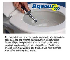 The aquaus 360 diaper sprayer and handheld bidet fits most standard American-style toilets with flexible supply lines