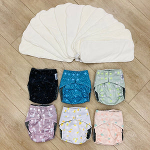 6-Pack La Petite Ourse One-Size Pocket Diapers, Gently Used