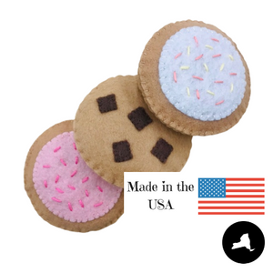 made in New York felt play cookies in 3 designs