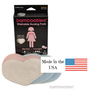 Bamboobies Nursing Pads Sample Pack, contains 1 pair of overnight, 1 pair of regular pads, made in the USA
