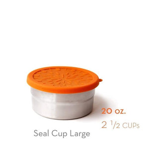 blue water bento seal cup large has an orange lid