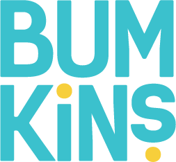 bumpkins art smock rainbows with bumpkins logo