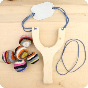 Maple Wood Slingshot with 5 Wool Felt Balls - Shop Jillian's Drawers Maple Wood Slingshot with 5 Wool Felt Balls - Shop Jillian's Drawers