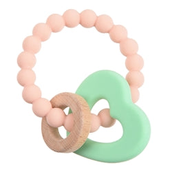 chewbeads elephant, bird, and heart teethers are 100% silicone and natural wood in three adorable characters 