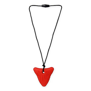 red shark tooth juniorbeads pendant necklace from chewbeads with safety clasp measures 20 inches