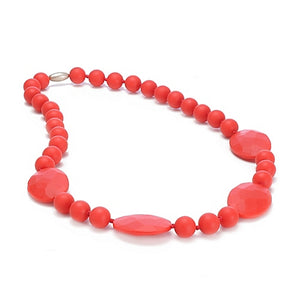 cherryred colored 100% silicone perry chewbead necklace measures 30 inches