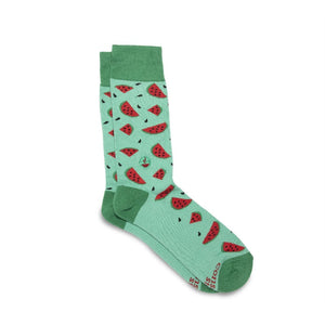 conscious step organic socks in avocado print with company logo