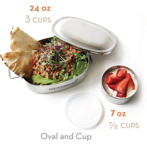 ecolunchbox oval box and leak proof cup in packaging
