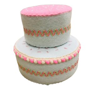 handmade felt two tier play cake is locally made in New York