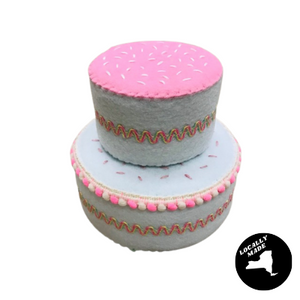 handmade felt two tier play cake is locally made in New York
