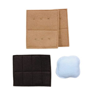 handcrafted felt s'mores kit with 2 graham crackers, chocolate and marshmallow