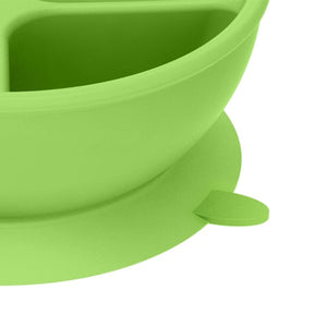 aqua colored green sprouts learning bowl with suction cup bottom and three sections