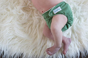 GroVia Newborn Organic All in One Diaper, shown in Buttah Collection color clay