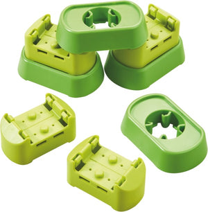 HABA Kullerbü Base and Connectors includes 4 connectors and 4 bases.