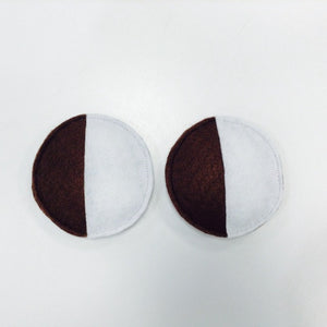 felt half moon cookies made in Ithaca NY, for play, measure 3.5" diameter