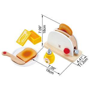 Hape wooden toys, play toaster with toast and condiments
