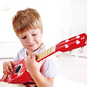 Hape Rock Star red kids ukulele, new design