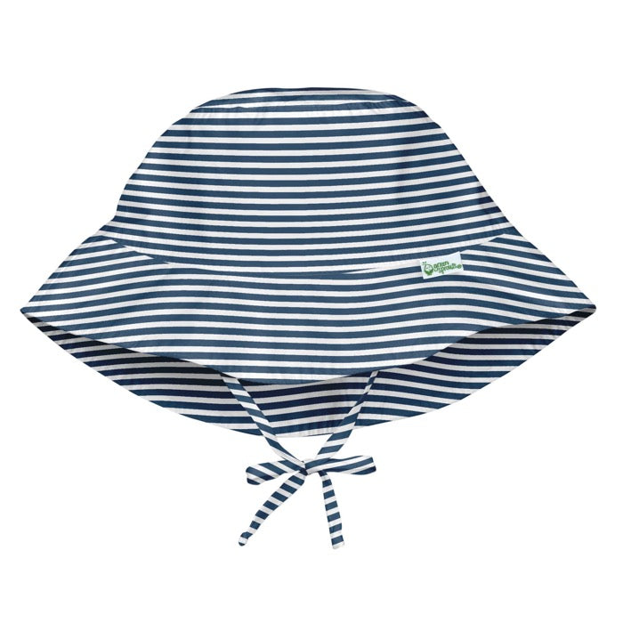 multi striped and gray reversible bucket hat by i play, showing the colorful striped side