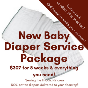 New Baby Diaper Package offered by Jillian's Drawers cloth diaper service, serving the Ithaca, NY area