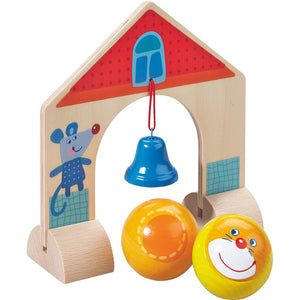 HABA Kullerbü Arch With Bell includes musical arch and two wooden balls to add to your track