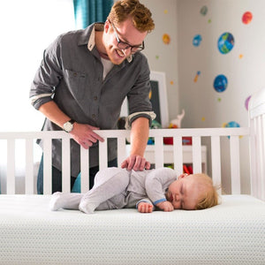 Lullaby Earth Breeze Breathable 2-Stage Crib Mattress is made in the USA