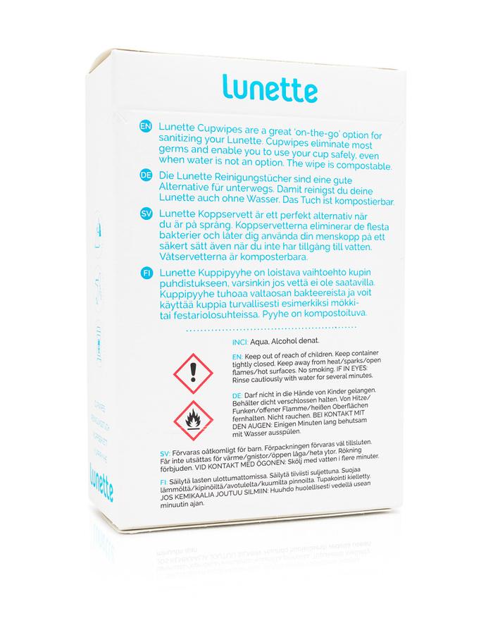 lunette cupwipes are an easy option for sanitizing your menstrual cup when water isn't an option