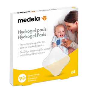 medela tender care hydrogel pads in packaging, four pads are included.