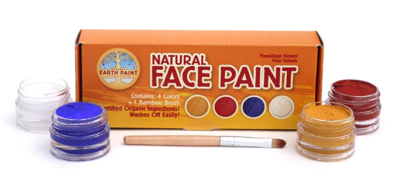 natural earth regular size natural face paint kit contains 6 colors and 3 make-up applicators