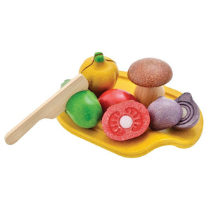 plan toys assorted wooden vegetable set