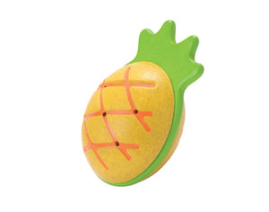 pineapple maraca by plan toys is made from sustainable wood