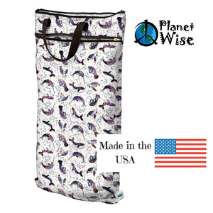 PlanetWise brand wet bag, large size with handles for hanging, made in the usa