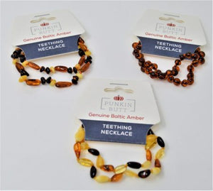 punkin butt amber teething necklaces in 3 styles