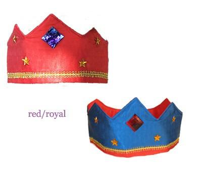 Boy wearing the red side of his reversible Sarah's silk crown