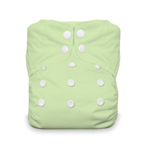 shop used thirsties all in ones diapers, used for 30 days or less. thirsties all in one in snap closure shown in meadow green