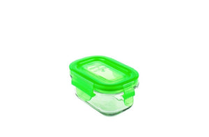 wean green 5 ounce glass tubs with easy lock lids measure 4 x 3 x 2 inches