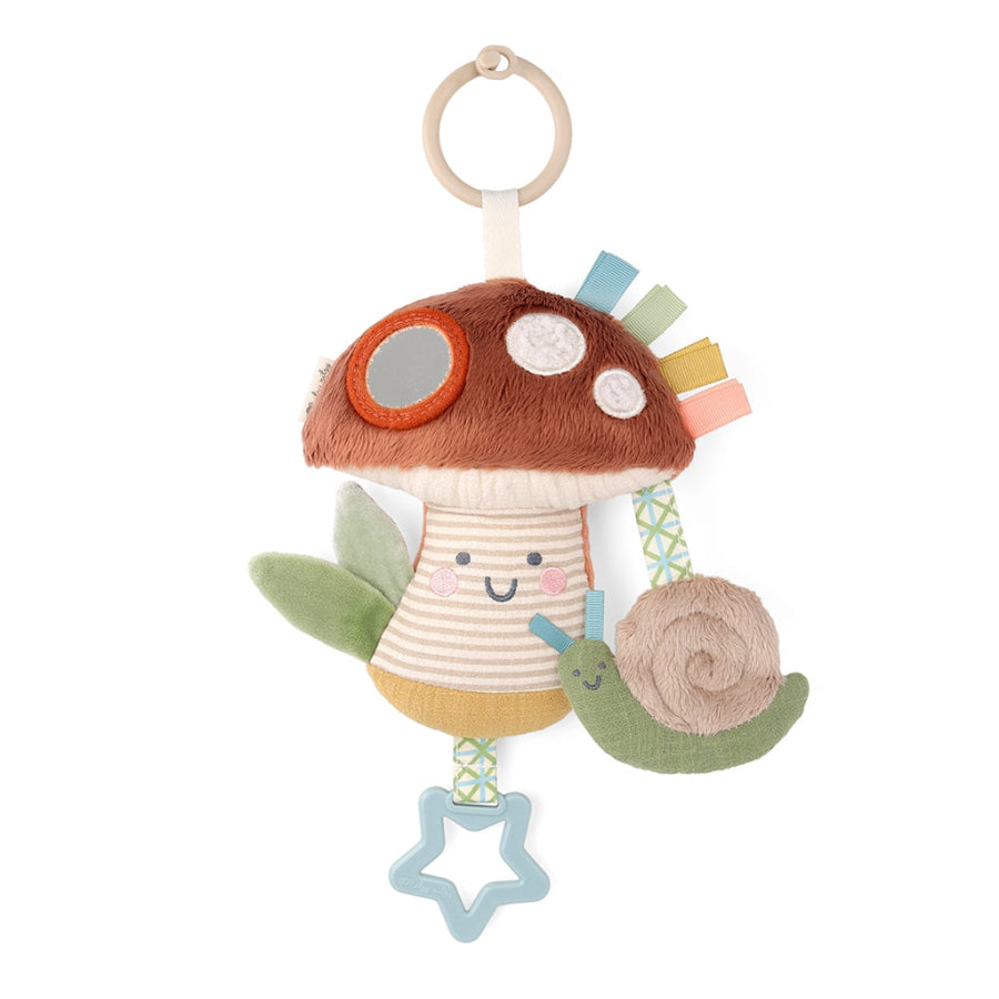 Bitzy traveler plush sensory baby toy, shown in goose design on white background