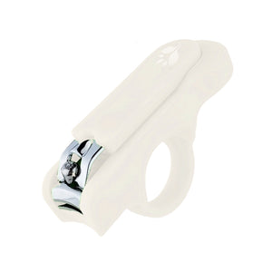 Infant nail clippers that stabilize on the finger, by Green Sprouts, in light cream color