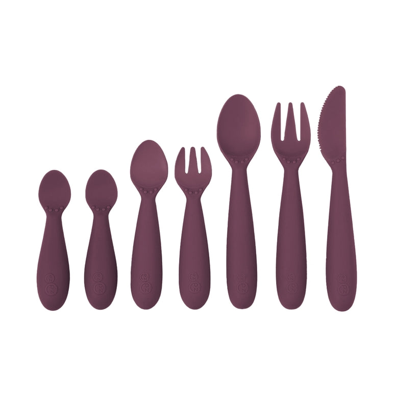 ezpz developmental 7 piece utensil set in pewter