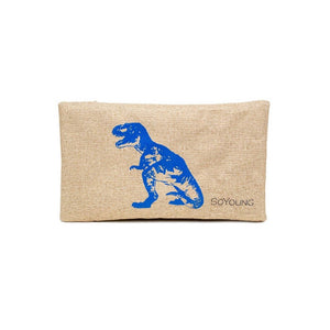 Reusable lunch ice pack with linen sleeve, shown with forest friends print