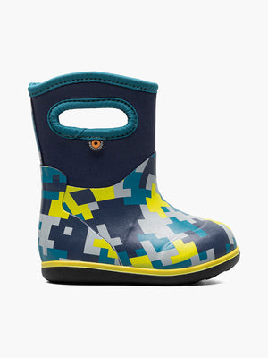 Baby Bogs Classic winter boots for toddlers, shown in blue final frontier color scheme
