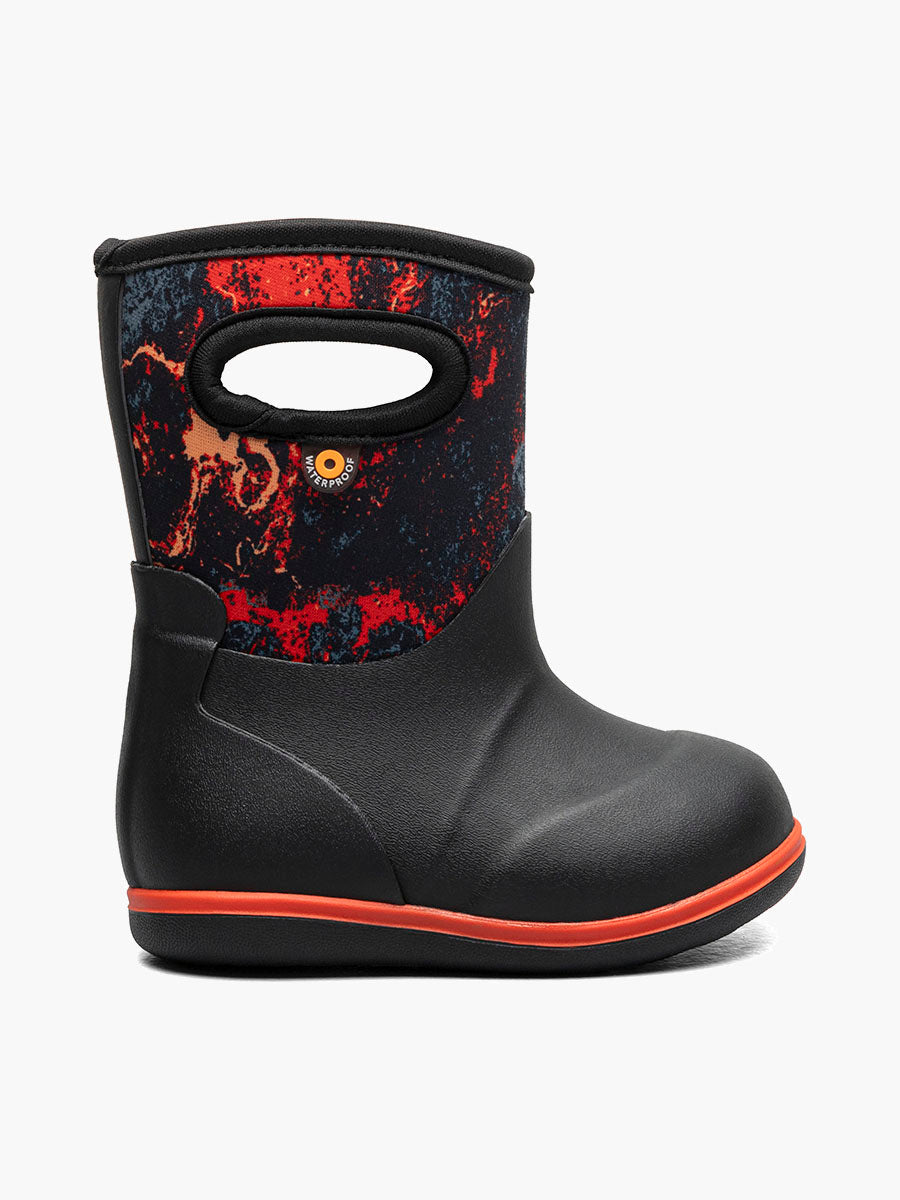 Baby Bogs Classic winter boots for toddlers, shown in dreamcore space print on black
