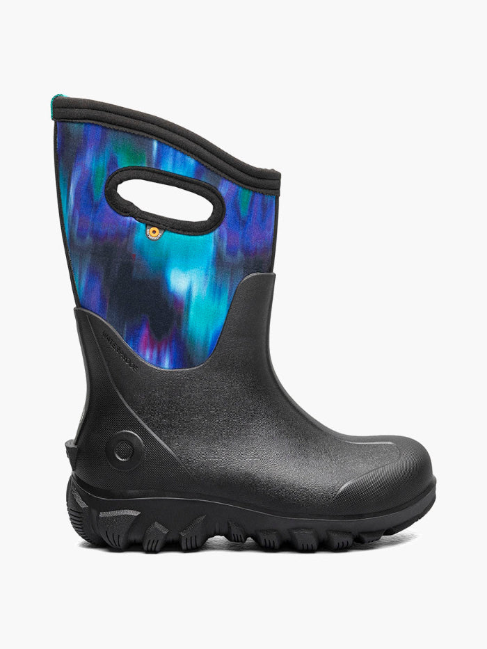 Bogs seamless classic black boot with cosmic rainforest design
