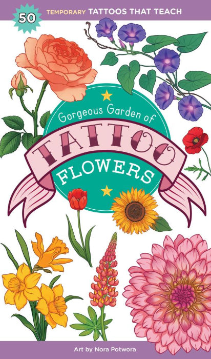 Temporary tattoos that teach, gorgeous  garden of flowers set